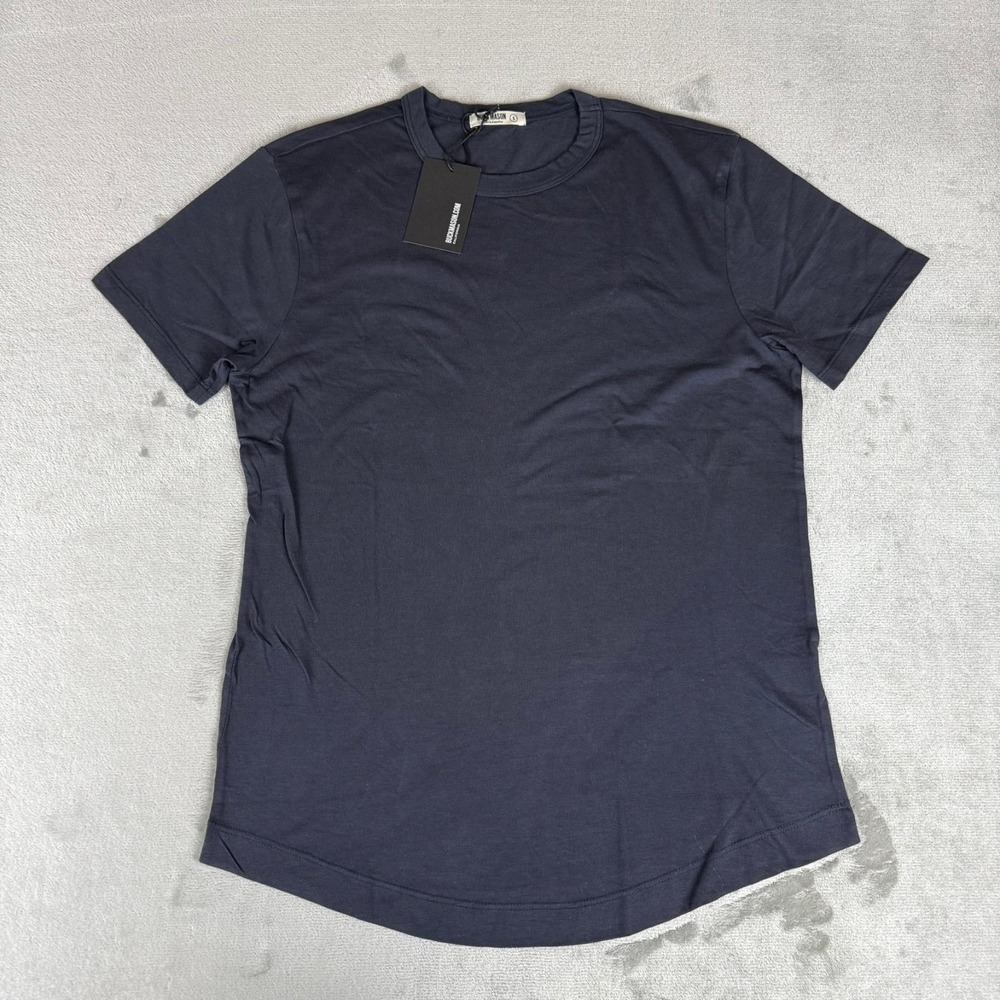 Buck Mason Pima Curved Hem Tee Mens Small Dress Navy Blue $48 USA New NWT